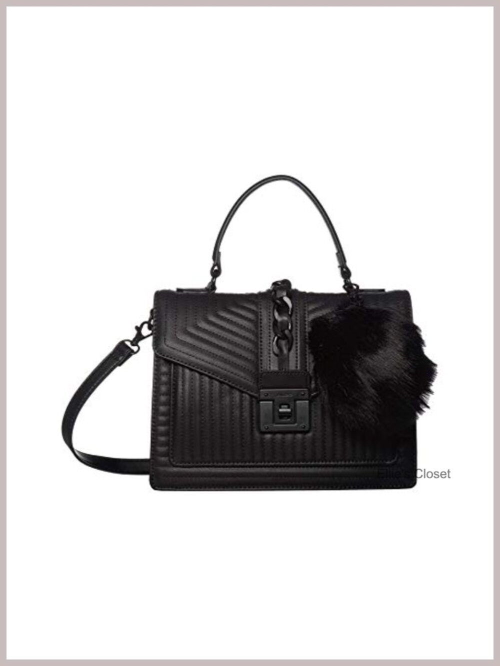 Top Handle Handbag, Faux Leather, Twist Lock, Medium